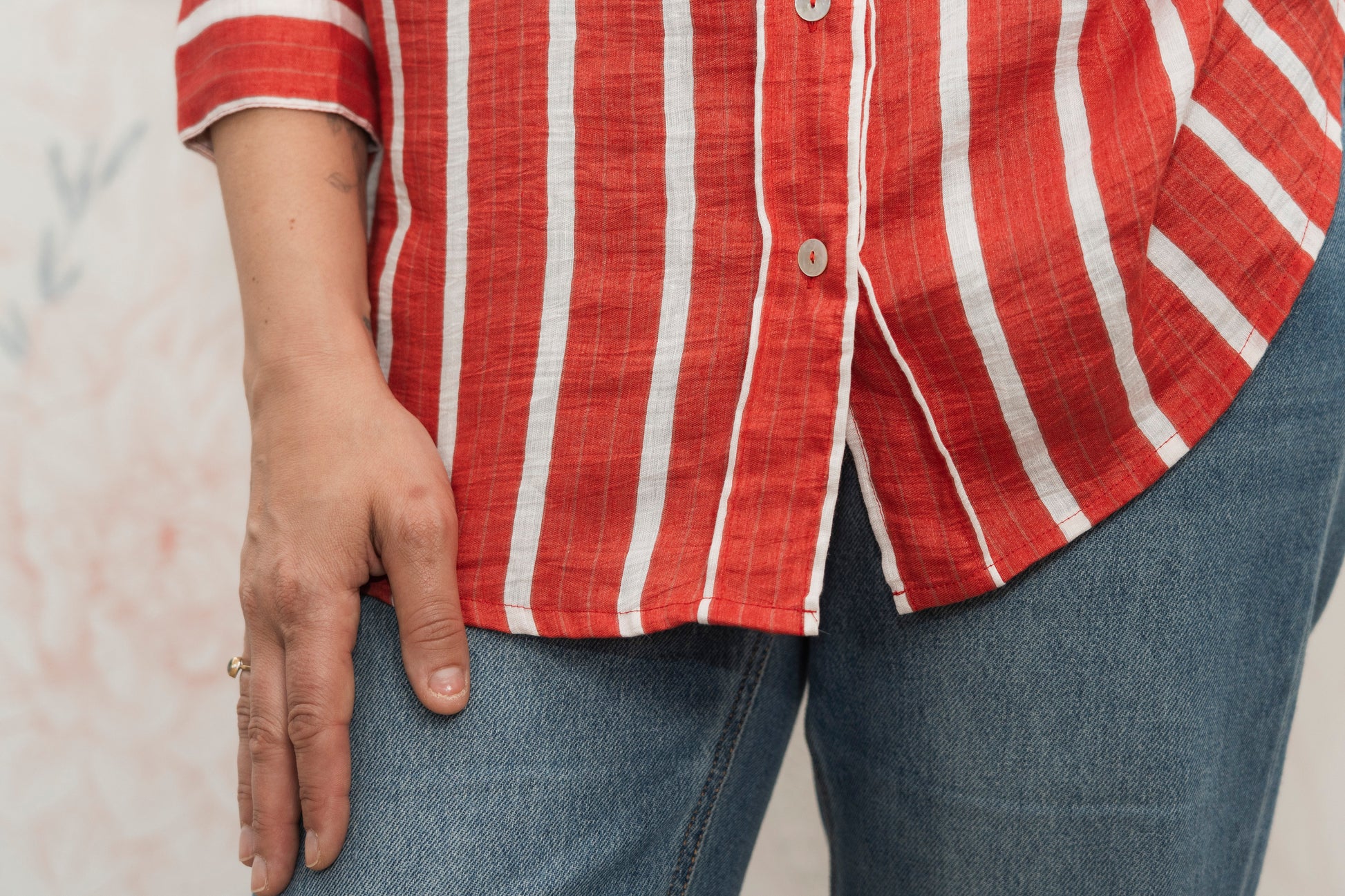 Camicia Boy Fragola e bianco