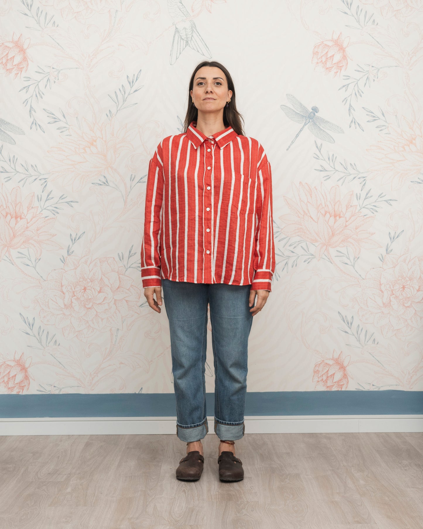 Camicia Boy Fragola e bianco