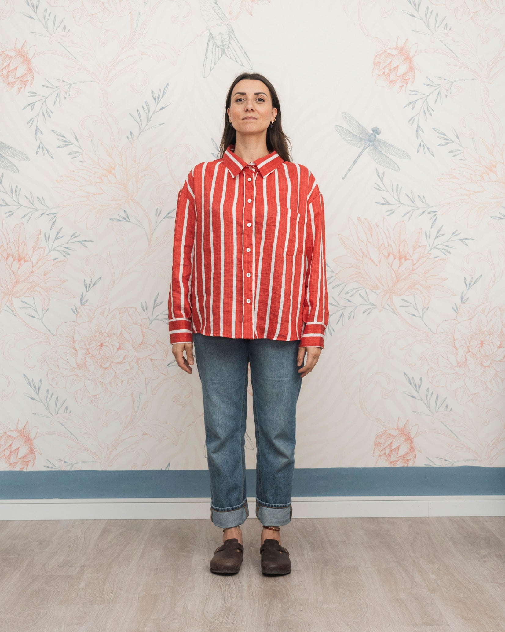 Camicia Boy Fragola e bianco