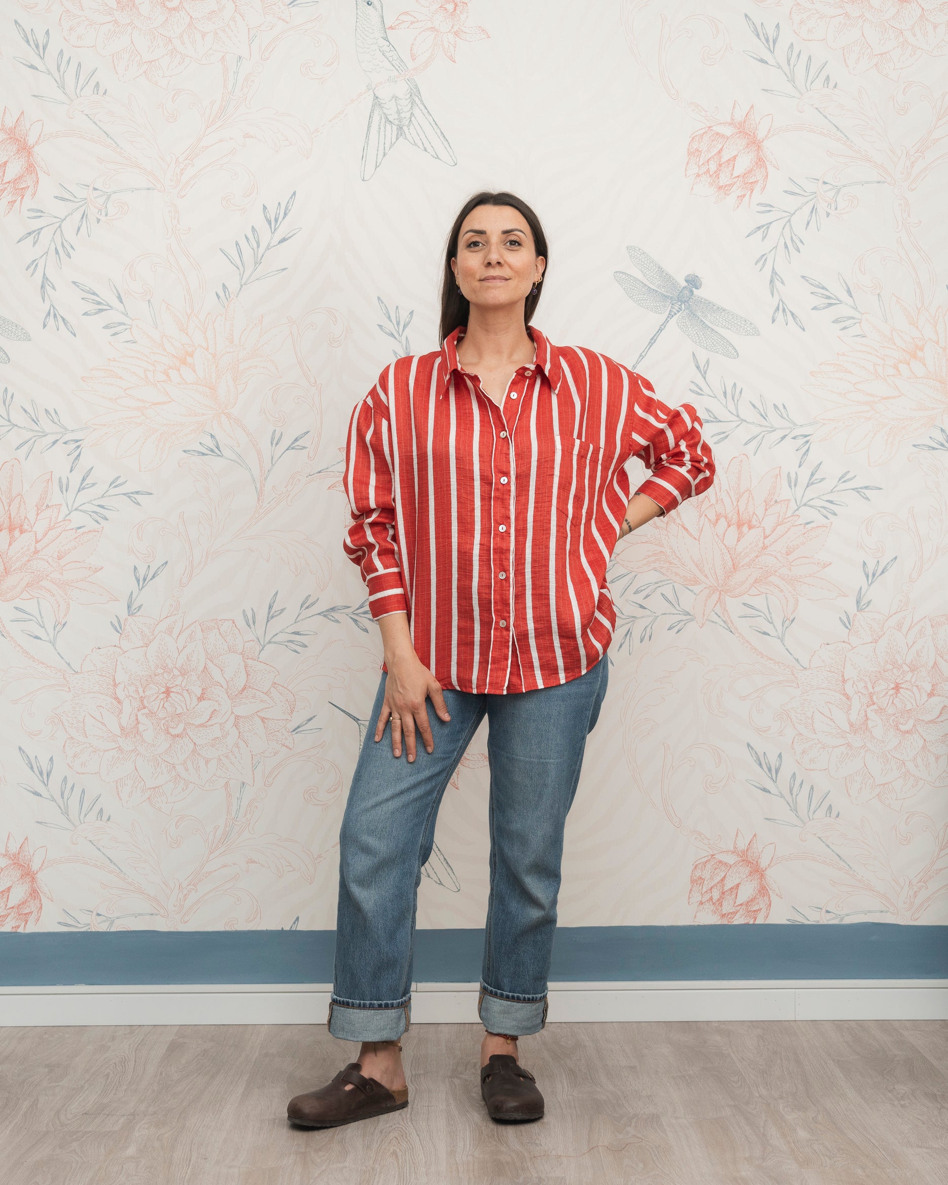 Camicia Boy Fragola e bianco